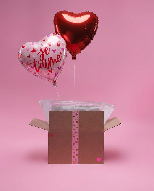 Box Double Ballon Cœur – “Je t’aime” & Cœur Rouge - Lune de cœur