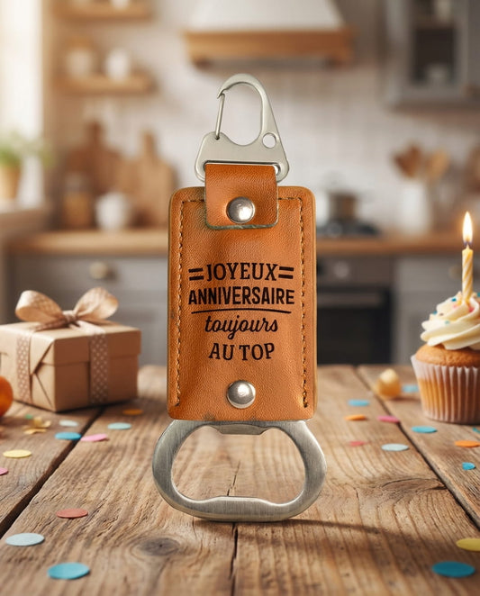 porte cles cuir marron cadeau anniversaire