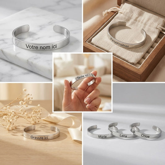 Bracelet Personnalisé – Gravure Prénom, Date ou Message