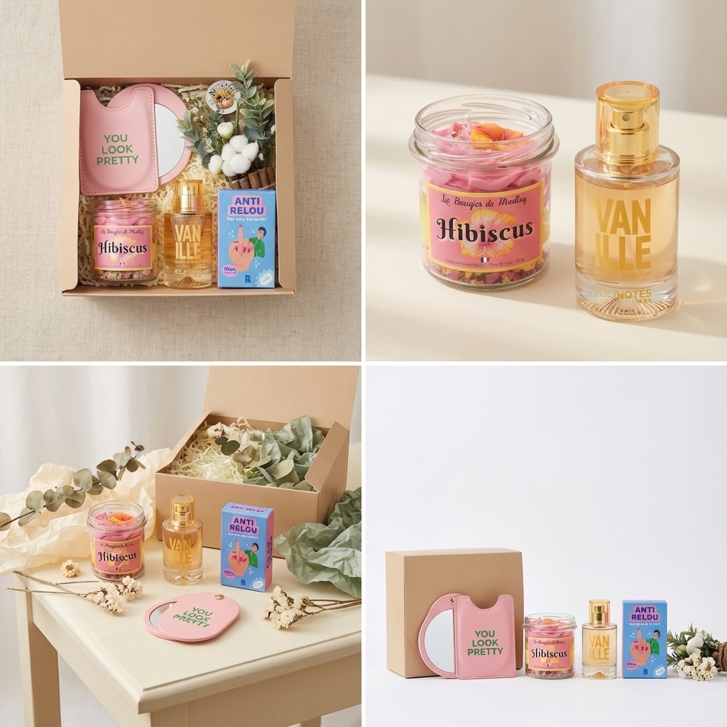 Présentation élégante de la box cadeau lifestyle