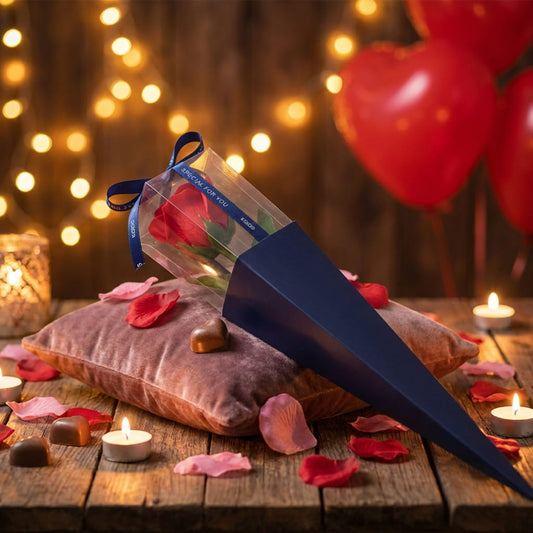 Rose éternelle en savon dans étui cadeau – fleur de bain parfumée