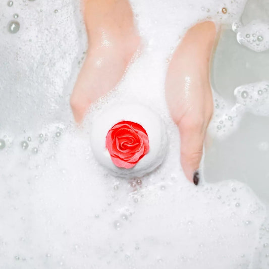 Boule de Bain Effervescente Surprise avec Rose - Lune de cœur