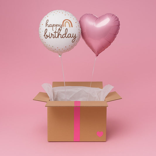 Ballon Boho Birthday & Cœur Rose - Lune de cœur