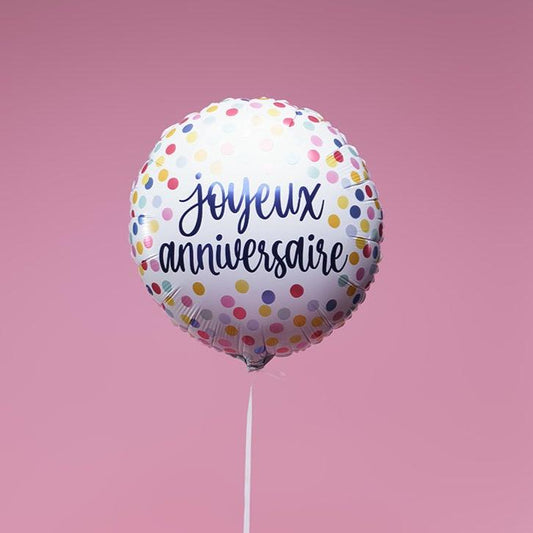 Ballon Fête Anniversaire Confetti - Lune de cœur