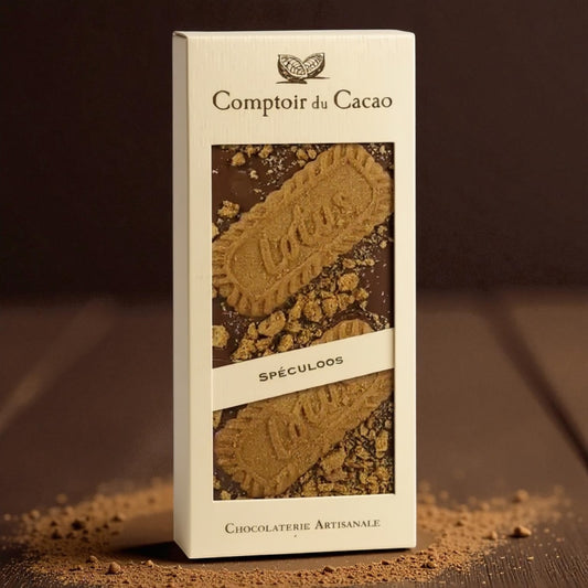 Tablette Spéculoos Lait 90g – Chocolaterie artisanale Comptoir du Cacao – Lune de Cœur