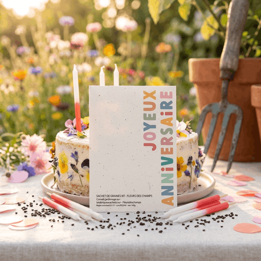Sachet de graines Joyeux Anniversaire - Fleurs des champs biologiques, made in France