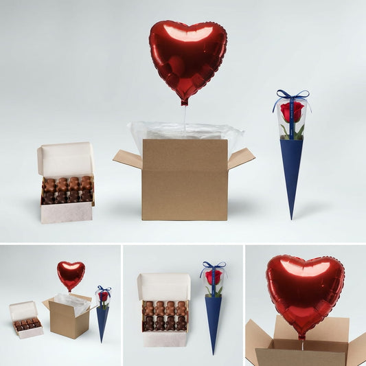 Box cadeau avec ballon hélium à faire livrer à un collègue qui quitte l'entreprise
