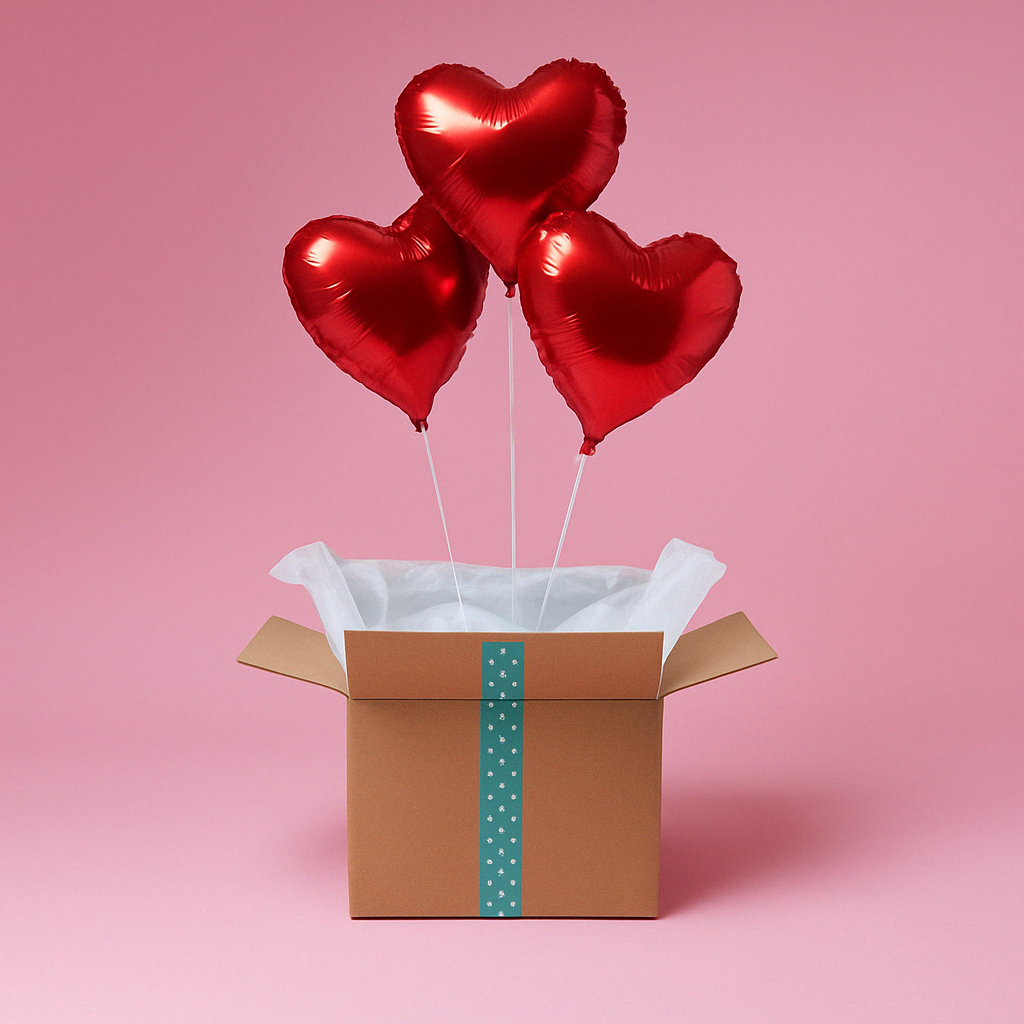 Box Ballon – 3 Cœurs Rouges - Lune de cœur 