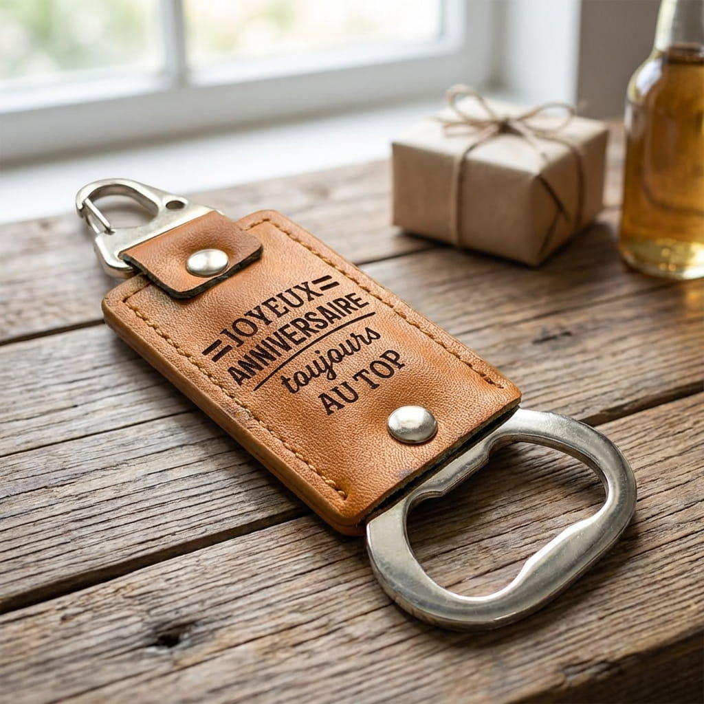 accessoire anniversaire cuir marron