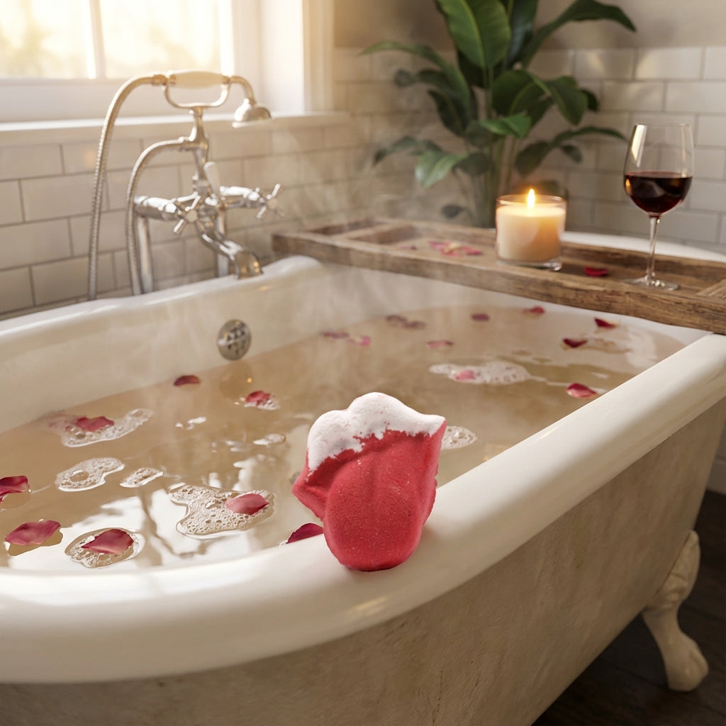 Bombe de Bain Lèvres Framboise & Grenade - Lune de cœur 