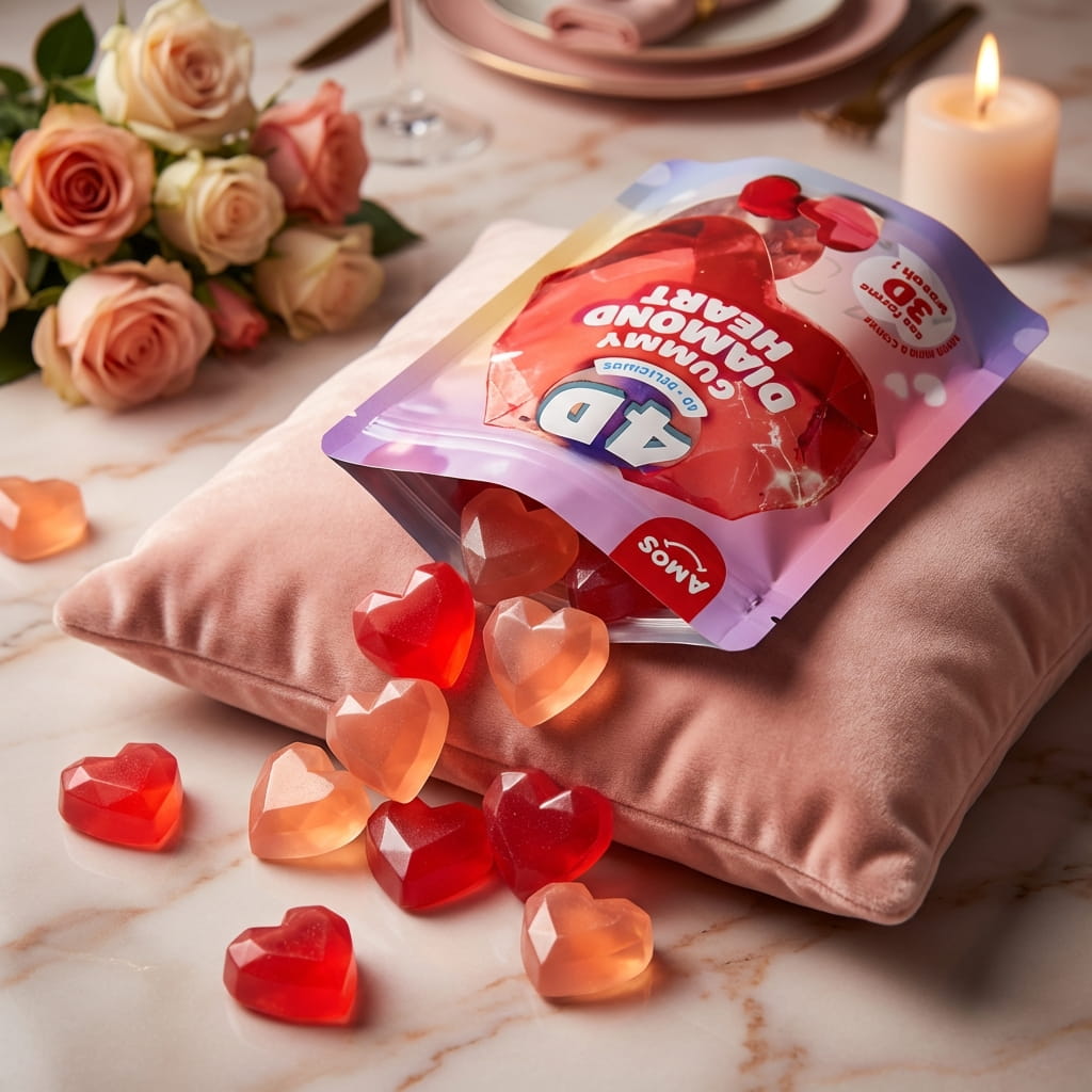 Bonbon gélifié en forme de cœur diamant 4D 120 g