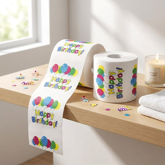 Rouleau papier toilette anniversaire motif ballons Happy Birthday