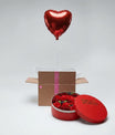 Cadeau surprise ballon coeur et roses de savon premium fond neutre