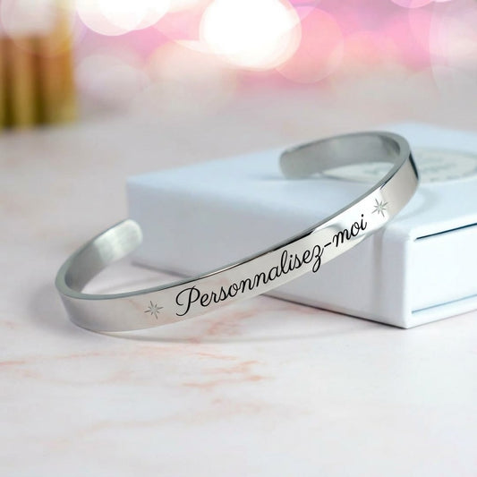 Bracelet Jonc Personnalisé – Gravure Prénom, Date ou Message