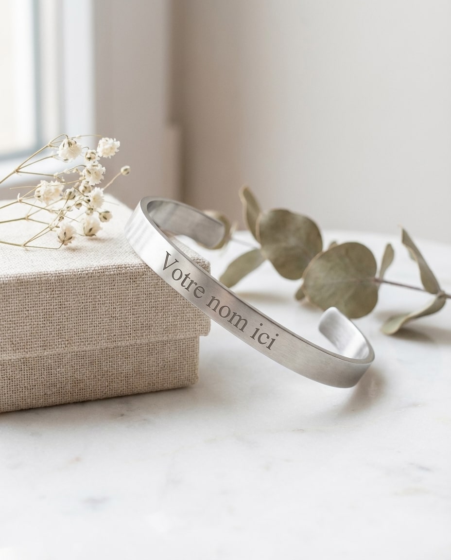 Bracelet Personnalisé – Gravure Prénom, Date ou Message