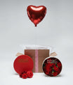 Bundle ballon coeur rouge et coffret roses rouges savon cadeau romantique