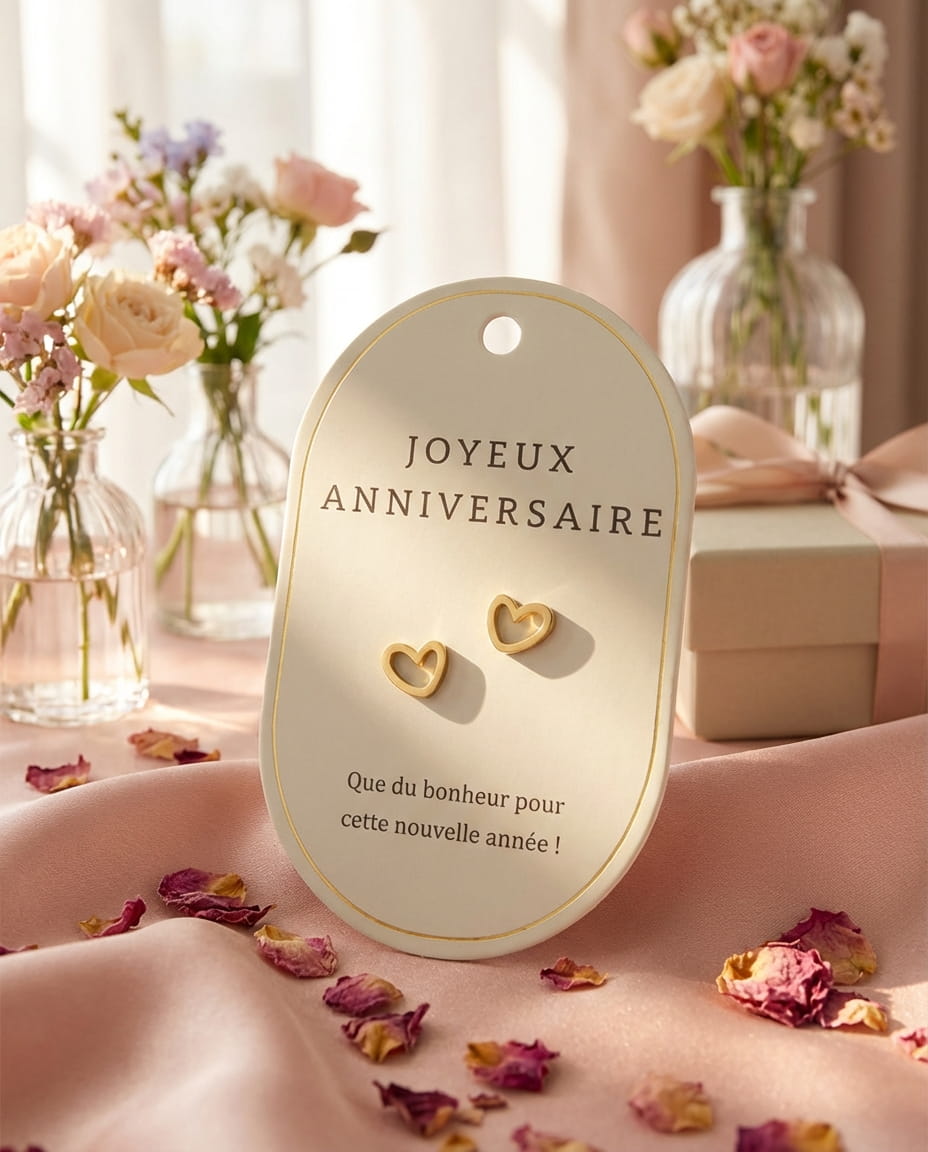 boucles coeur or anniversaire