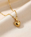 Collier doré pendentif cœur bombé avec chaîne maille miroir, dans coffret cadeau rouge — bijou élégant Lune de Cœur