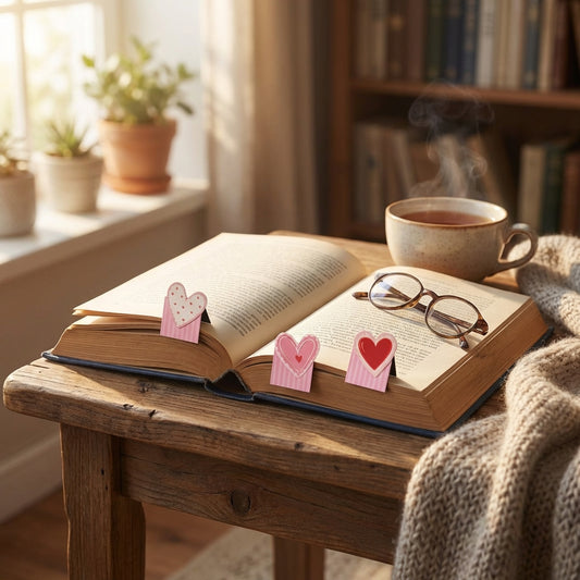 Lot de Marques-Page Magnétiques Cœurs – Amore - Lune de cœur 