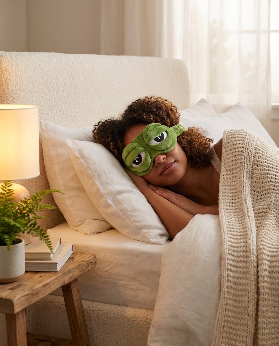 masque de sommeil grenouille doux design mignon lune de coeur