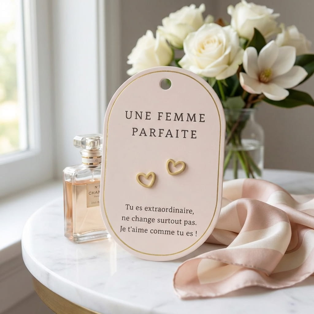 boucles coeur or cadeau femme parfaite lune de coeur