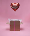 Coffret cadeau surprise Saint-Valentin avec ballon cœur, message et gourmandises