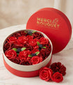 Coffret roses rouges de savon premium Lune de Cœur, prêt à offrir