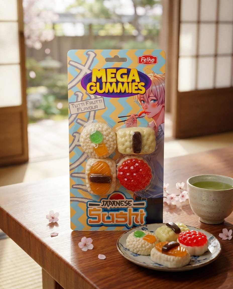 Mega Gummies Sushi 120 g – bonbons gélifiés tutti frutti