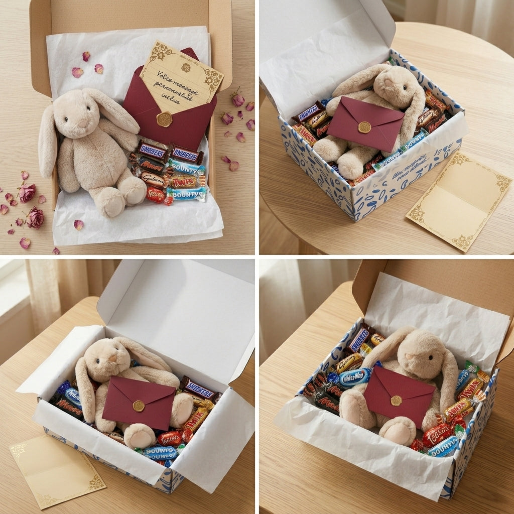 Box Peluche & Chocolats — Coffret Surprise Personnalisé - Lune de cœur 