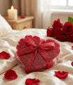 Roses de savon rouges en boîte cœur – pétales de savon