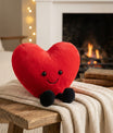 peluche coeur rouge sourire mignon