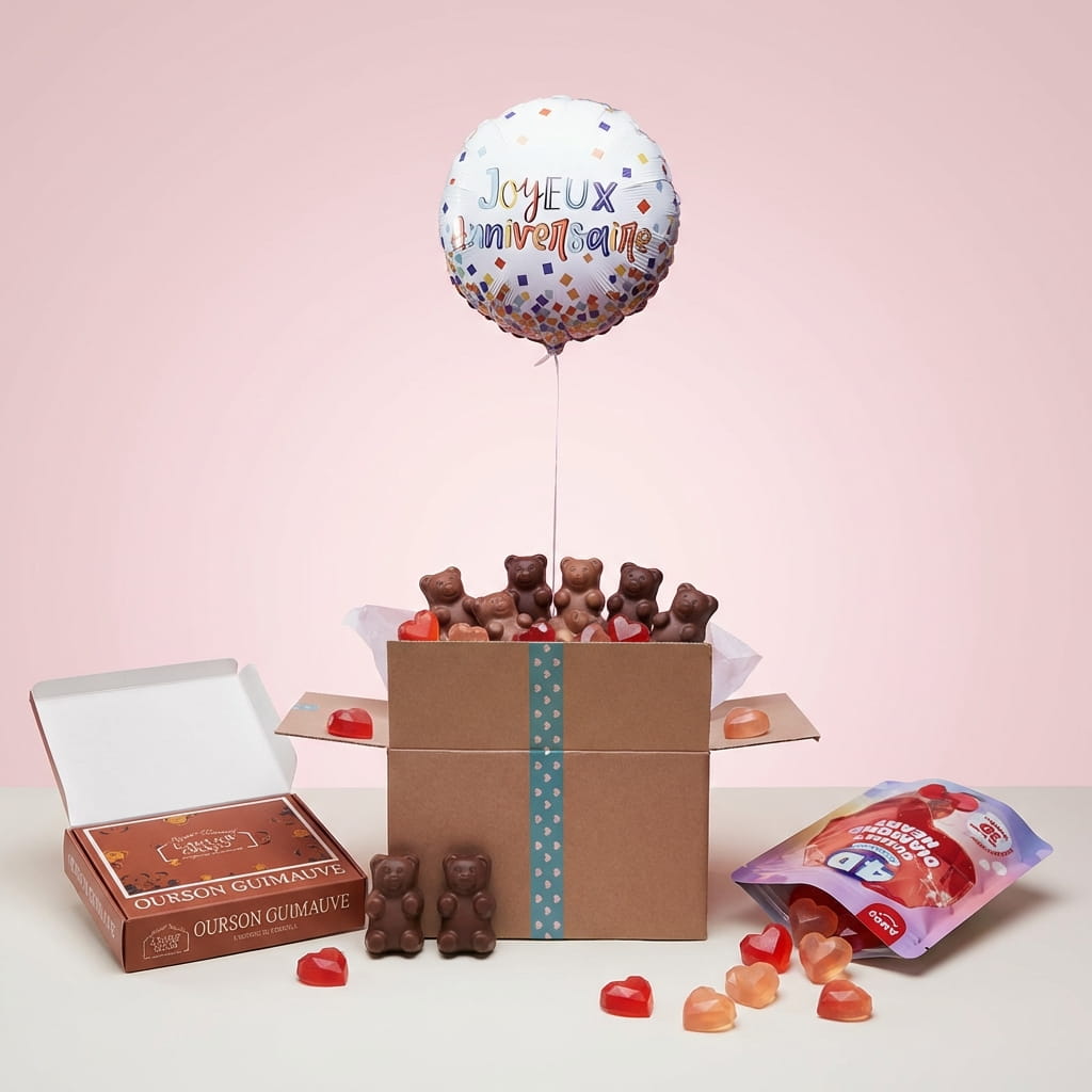 Coffret Anniversaire Clé en Main – Ballon + Douceurs Artisanales