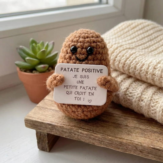 Patate Positive petit porte-bonheur avec message motivant