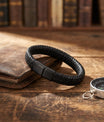 bracelet homme cuir noir tressé avec fermoir magnétique