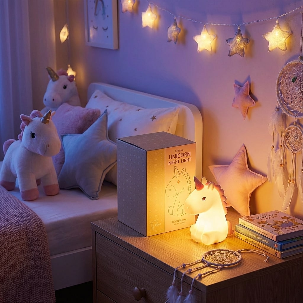 Veilleuse enfant LED - Licorne rose Lily