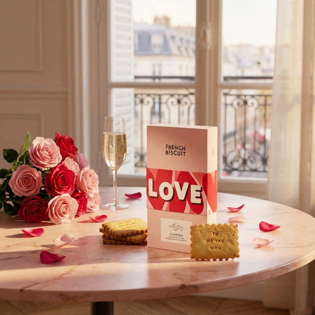 Boîte de biscuits message LOVE – cadeau gourmand Saint-Valentin