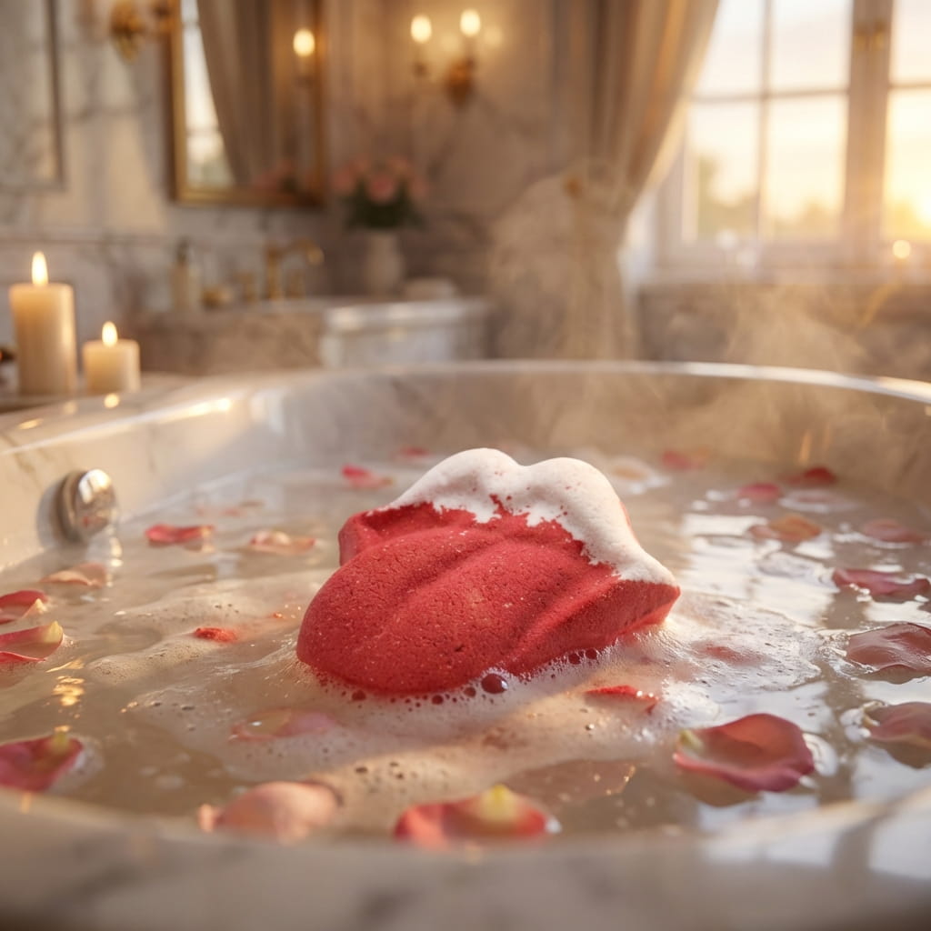 Bombe de Bain Lèvres Framboise & Grenade - Lune de cœur 