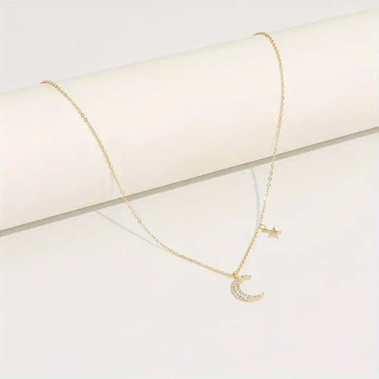 Pendentif Étoile & Lune en Zircone - Lune de cœur 