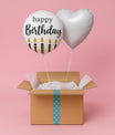 Ballon Happy Birthday & Cœur Blanc - Lune de cœur 