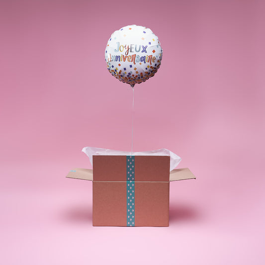 Ballon Joyeux Anniversaire Confettis - Lune de cœur 