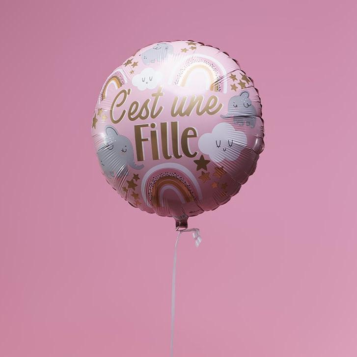 Ballon "C'est une Fille" - Lune de cœur 