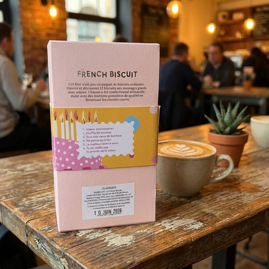 Biscuit anniversaire prêt à offrir dans son emballage
