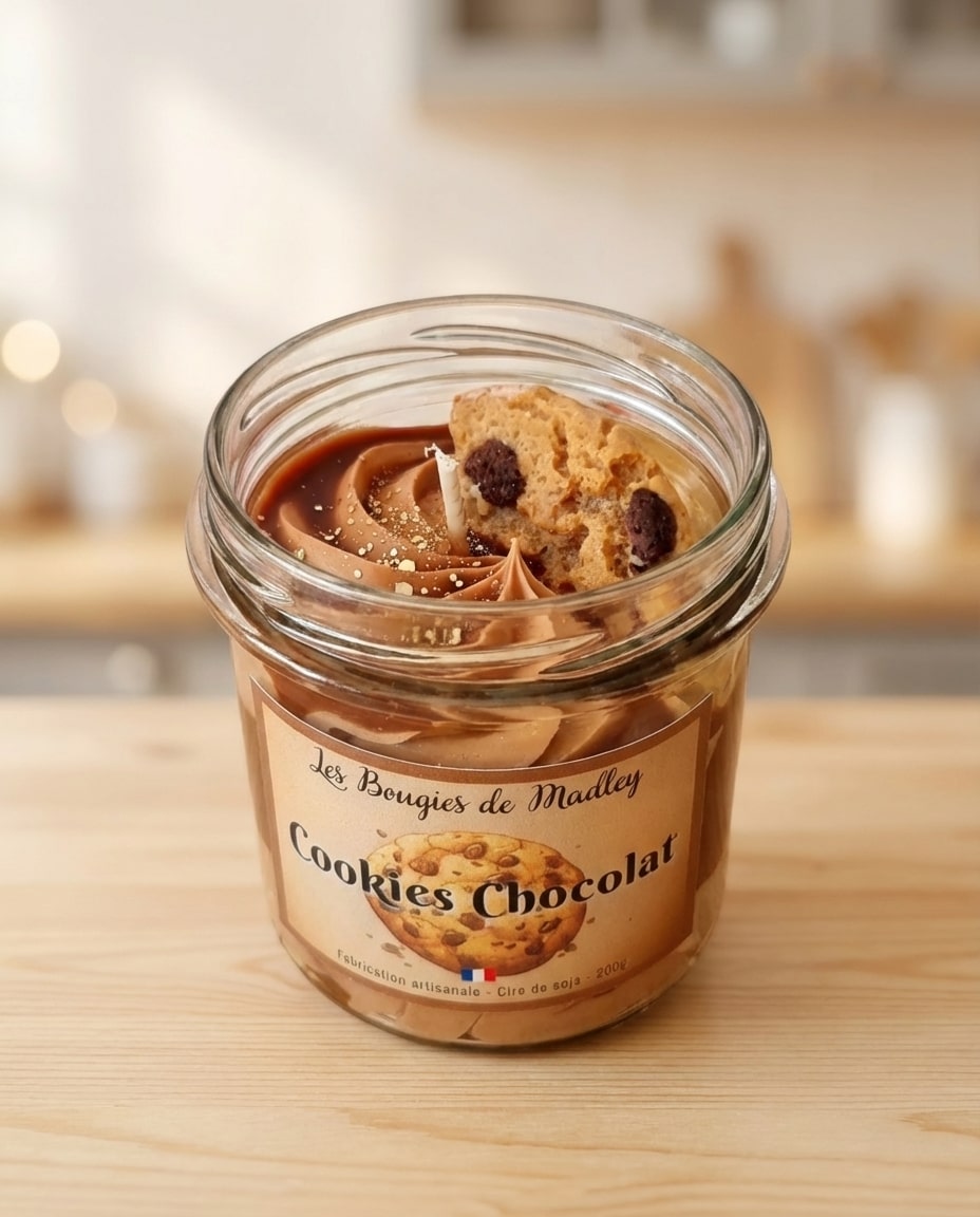 Bougie Cookies Chocolat 100 g - bougie gourmande en cire de soja