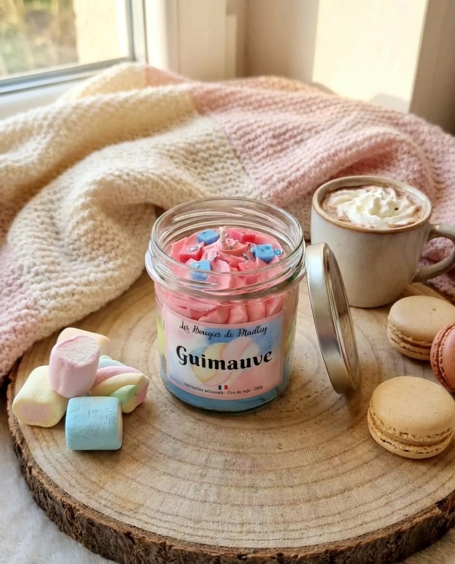 Bougie guimauve 100g fait main cire de soja