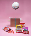 Coffret anniversaire clé en main avec ballon hélium Joyeux Anniversaire et assortiment de bonbons – M&M's, Skittles, Haribo, KitKat