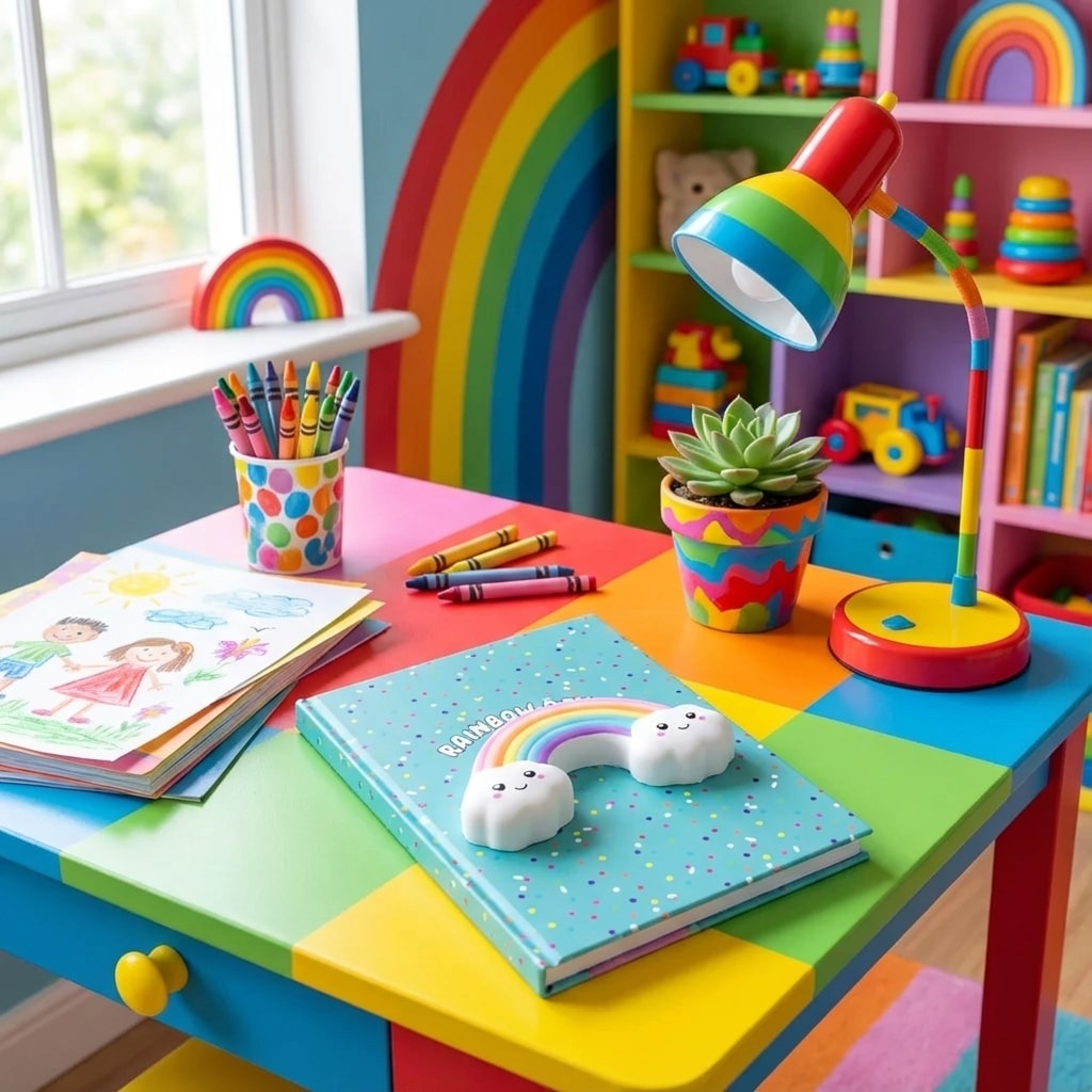 Cahier kawaii arc-en-ciel anti-stress avec figurine squishy