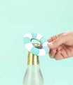Décapsuleur flottant turquoise plastique et métal Lune de cœur