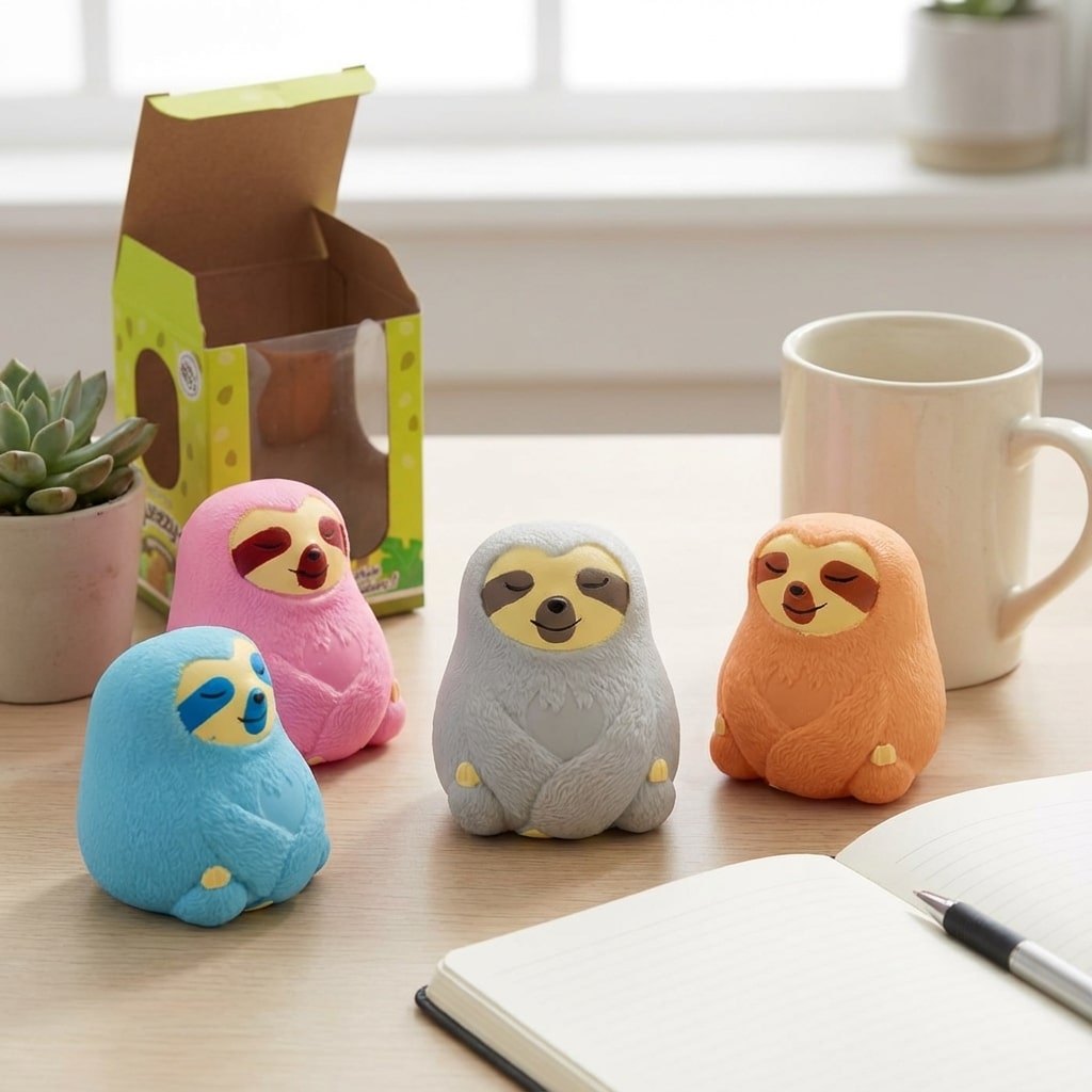 Figurines paresseux anti-stress à presser en versions colorées