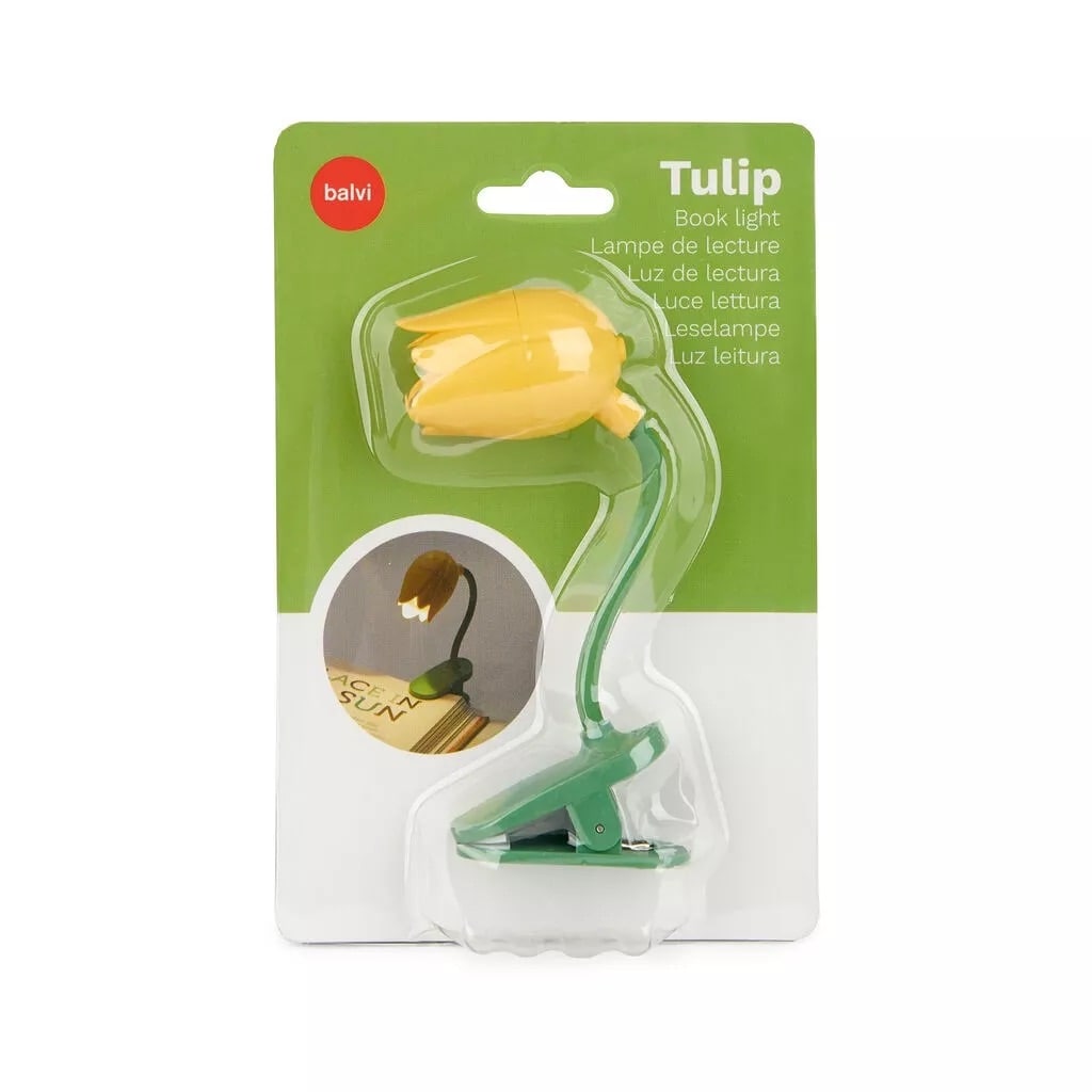 Lampe de lecture tulipe jaune, idée cadeau originale pour lecteurs