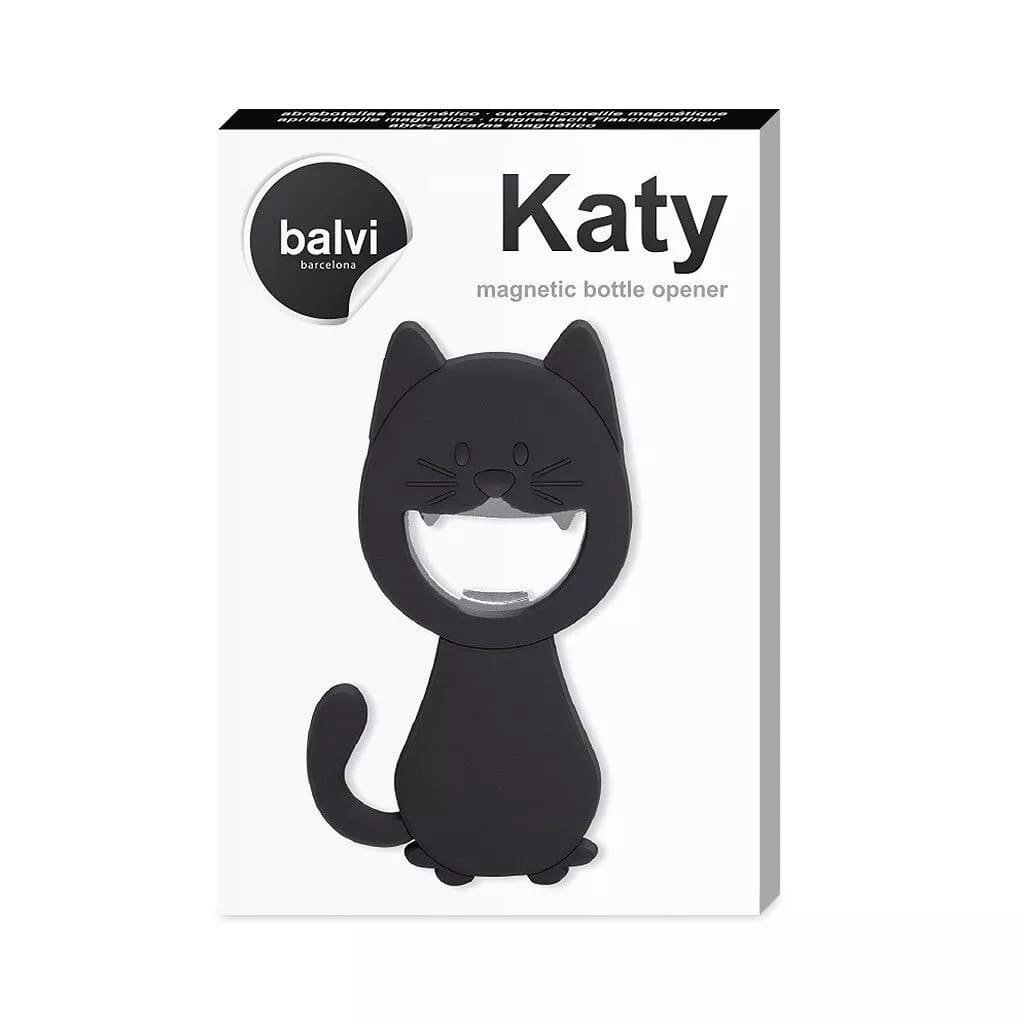 Détail design chat de l’ouvre-bouteille Katy